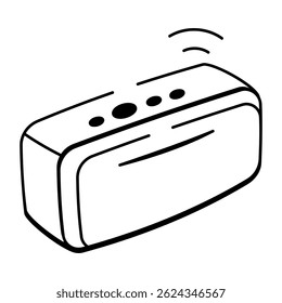 A doodle style icon depicting a bluetooth speaker device
