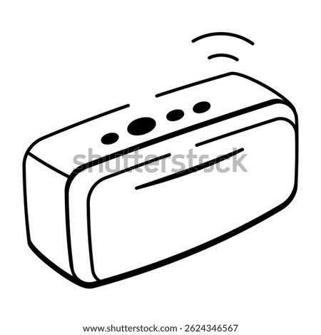 A doodle style icon depicting a bluetooth speaker device
