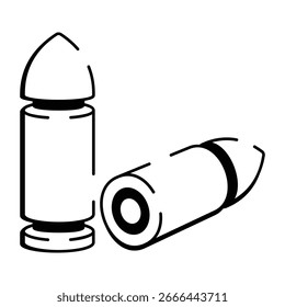 Ícone estilo Doodle representando cartucho de munição de balas 

