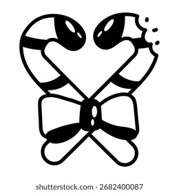 Un icono de estilo doodle que representa el bastón de caramelo
