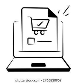A doodle style icon depicting a checkout