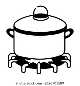 A doodle style icon depicting cooking pot