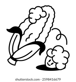 A doodle style icon depicting corn cob 

