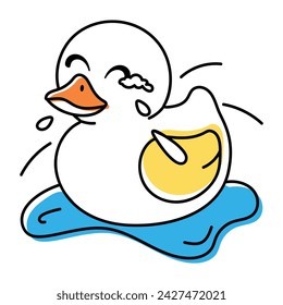 Ein Doodle-Stil-Ikone, die weinende Ente darstellt