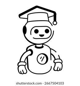 Um ícone de estilo rabiscar representando um robô educacional 
