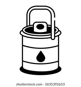 A doodle style icon depicting an oil can design
