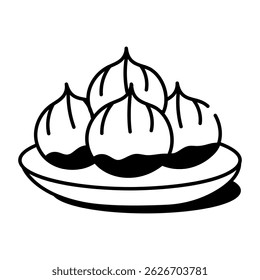 A doodle style icon depicting roasted chestnuts  