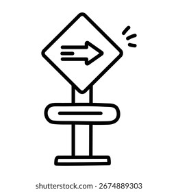 Icono de estilo Doodle de un signo de dirección 