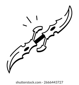 Doodle style icon of double sword weapon
