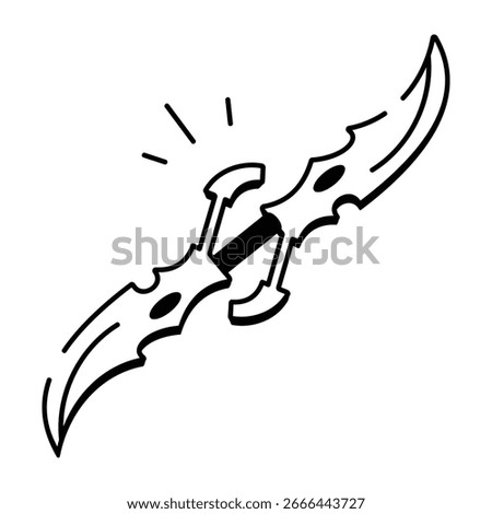 Doodle style icon of double sword weapon
