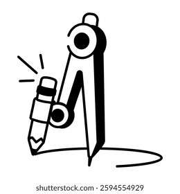 A doodle style icon of drawing compass 
