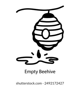A doodle style icon of empty beehive 