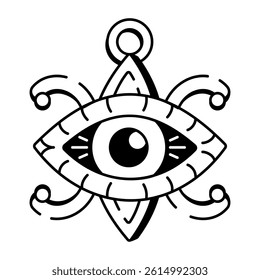 A doodle style icon of evil eye tattoo
