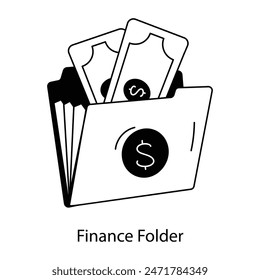 A doodle style icon of finance folder  