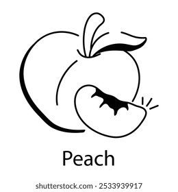 A doodle style icon of fresh peach 