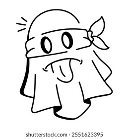 Doodle style icon of ghost costume 

