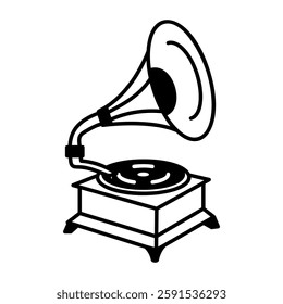 A doodle style icon of gramophone 
