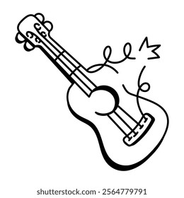 A doodle style icon of a guitar 

