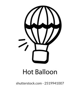 A doodle style icon of hot balloon 