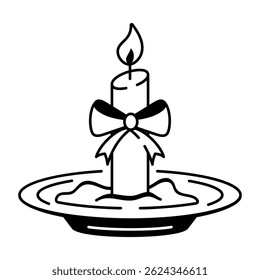 A doodle style icon illustrating a birthday candle flame

