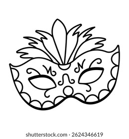 A doodle style icon illustrating a party mask 
