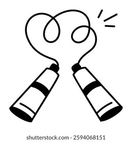 A doodle style icon of jumping rope 
