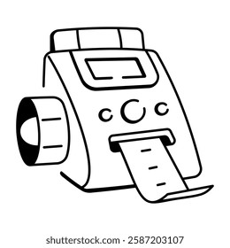 A doodle style icon of label maker 
