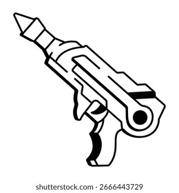 A doodle style icon of laser blaster gun 
