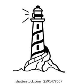 A doodle style icon of lighthouse tower
