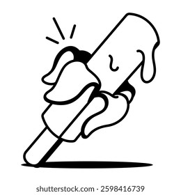 Doodle style icon of melting banana stick 
