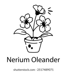 A doodle style icon of nerium oleander 