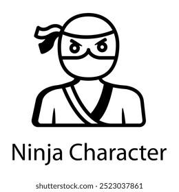 Um ícone de estilo de rabiscar de caráter ninja