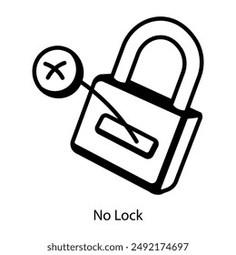 A doodle style icon of no lock 