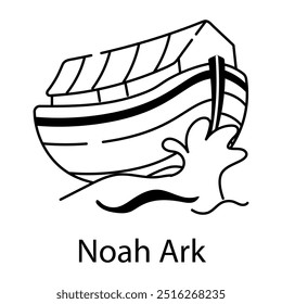 Um ícone de estilo de rabiscar de noah ark