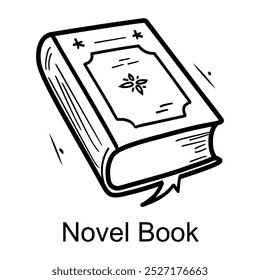 Un icono de estilo doodle de un libro de novela 