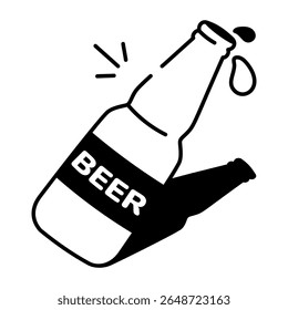 A doodle style icon of an open beer bottle

