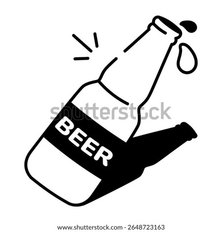 A doodle style icon of an open beer bottle

