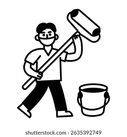 A doodle style icon of painter
