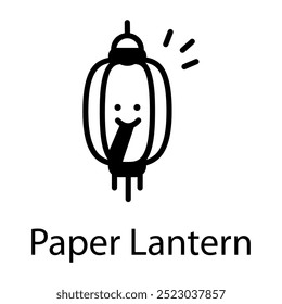 Un icono de estilo doodle de linterna de papel 