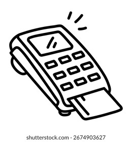 Icono de estilo Doodle de terminal de pago con teclado  