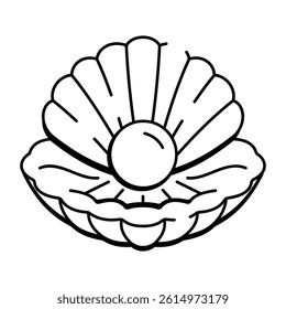 A doodle style icon of pearl shell tattoo
