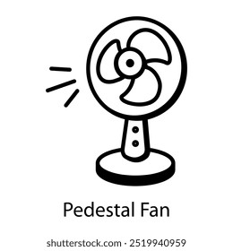 A doodle style icon of pedestal fan 