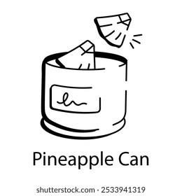 Ícone estilo Doodle de lata de abacaxi 

