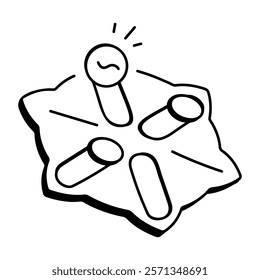 A doodle style icon of playing tock game

