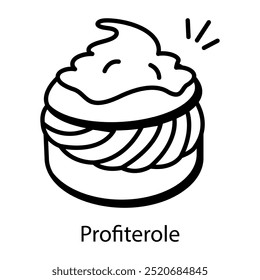 Doodle-Stil Symbol der Profiterole  