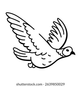 A doodle style icon of quail flying
