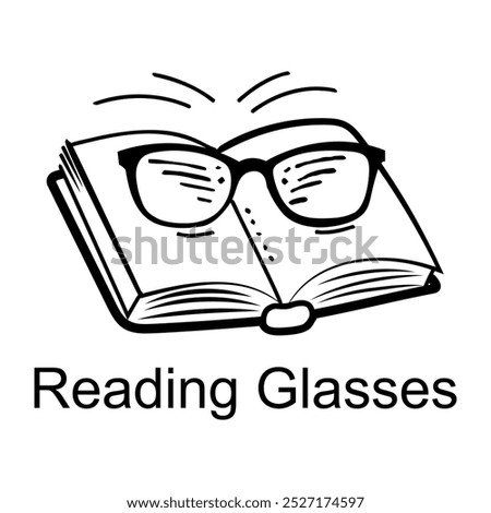 A doodle style icon of reading glasses 