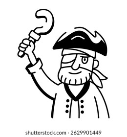 A doodle style icon representing a classic pirate hook
