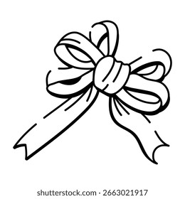 A doodle style icon representing craft ribbon
