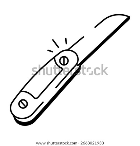  A doodle style icon representing craft knife
